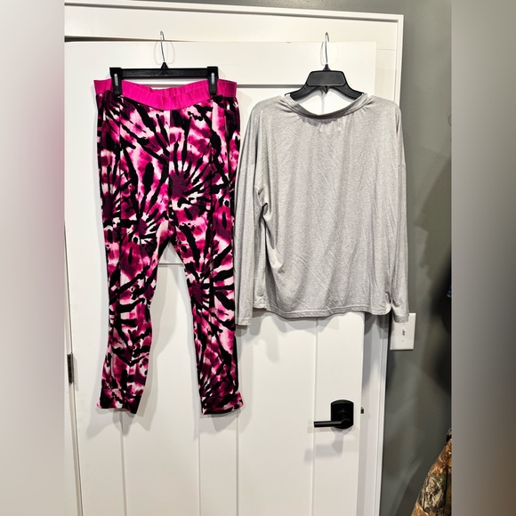 Juicy Couture Sleepwear Set Logo Long Sleeve Top & Tie Dye Sleep Pants Size XL - Picture 4 of 6
